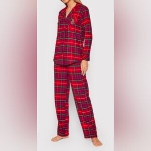RALPH LAUREN PAJAMAS FLANNEL SIZE MEDIUM BLACK LABEL REDS BLACK PINK PLAID